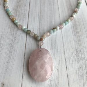 Handmade Amazonite and rose quartz necklace. Brand new